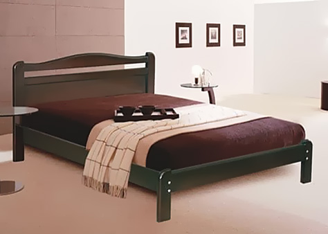Двуспальная кровать из массива бука коричневая